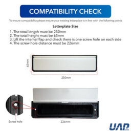 "UAP Limited Uap Doormaster 10"" Silver Draught Proof Letterbox For Upvc Composite And Wooden Doors 40 To 80mm" - thumbnail 3