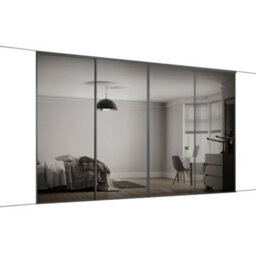 Spacepro Classic Panelled Mirrored Gloss Graphite 4 Door Sliding Wardrobe Door Kit (H)2220mm (W)3586mm - thumbnail 1