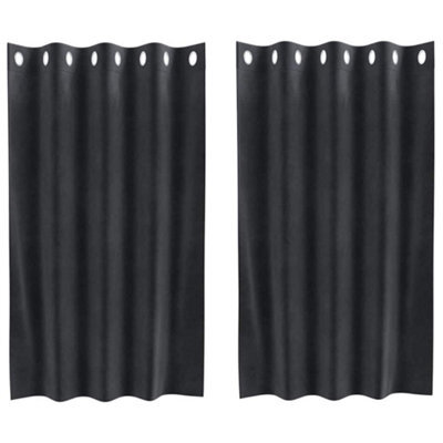 Berkfield Durable Blackout Curtains With Eyelets 2 Pcs Dark Grey Velvet - image 1
