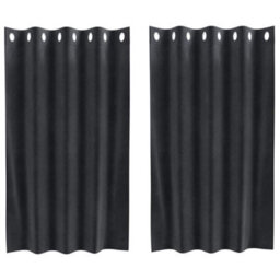 Berkfield Durable Blackout Curtains With Eyelets 2 Pcs Dark Grey Velvet - thumbnail 1
