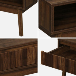 Sweeek - Grooved Wood Detail Coffee Table Linear Dark Wood Colour 110X59X39 Cm - thumbnail 5