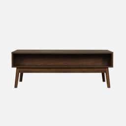 Sweeek - Grooved Wood Detail Coffee Table Linear Dark Wood Colour 110X59X39 Cm - thumbnail 4