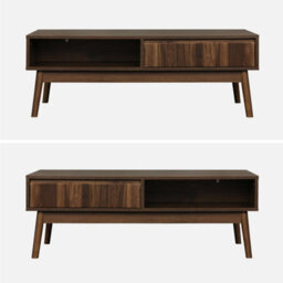 Sweeek - Grooved Wood Detail Coffee Table Linear Dark Wood Colour 110X59X39 Cm - thumbnail 2