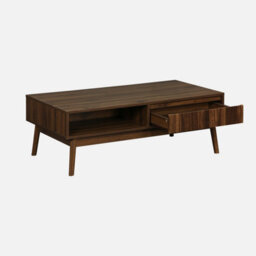 Sweeek - Grooved Wood Detail Coffee Table Linear Dark Wood Colour 110X59X39 Cm - thumbnail 3