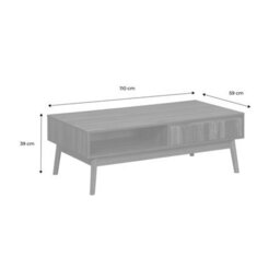 Sweeek - Grooved Wood Detail Coffee Table Linear Dark Wood Colour 110X59X39 Cm - thumbnail 9