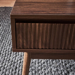 Sweeek - Grooved Wood Detail Coffee Table Linear Dark Wood Colour 110X59X39 Cm - thumbnail 8