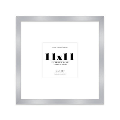 "11X11"" Silver Picture Frame - 11X11"" Square Frame With 8X8"" Mount For 11X11""/8X8"" Pictures Moderrn Style Thin Edge, 1 Pack" - image 1