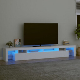 Berkfield Modern Tv Cabinet With Led Lights White 260X36.5X40 Cm - thumbnail 2