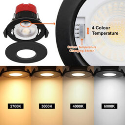 Long Life Lamps Company 8W Led Fire Rated Black Recessed Downlights Dimmable Colour Switching Cct Ip65 Frdlb8W - thumbnail 4