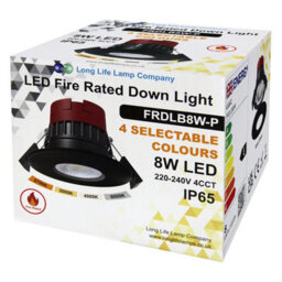 Long Life Lamps Company 8W Led Fire Rated Black Recessed Downlights Dimmable Colour Switching Cct Ip65 Frdlb8W - thumbnail 9