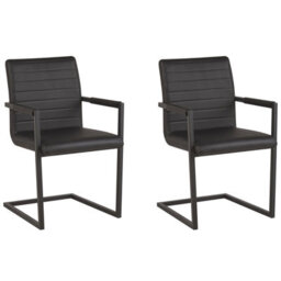 Beliani Set Of 2 Conference Chairs Buford Faux Leather Black - thumbnail 1