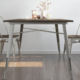 Gr8 Home Dorel Fusion Rectangular Rustic Industrial Dining Table Antique Gun Metal Wooden - thumbnail 3