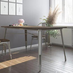 Gr8 Home Dorel Fusion Rectangular Rustic Industrial Dining Table Antique Gun Metal Wooden - thumbnail 2