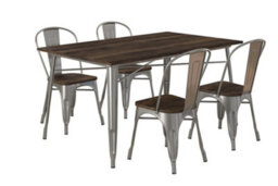 Gr8 Home Dorel Fusion Rectangular Rustic Industrial Dining Table Antique Gun Metal Wooden - thumbnail 6