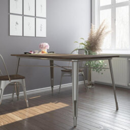 Gr8 Home Dorel Fusion Rectangular Rustic Industrial Dining Table Antique Gun Metal Wooden - thumbnail 5