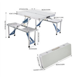 Camping Picnic Table And Chairs Folding Aluminium Bench Outdoor Garden Bbq Set - thumbnail 2