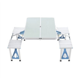 Camping Picnic Table And Chairs Folding Aluminium Bench Outdoor Garden Bbq Set - thumbnail 3