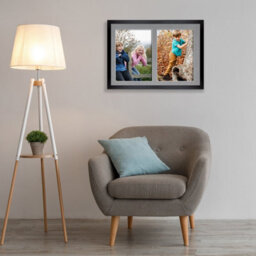 AK Frames 20X14 Black Sleek Multi Photo Frame With Mid Grey Mount - Holds 2 Apertures (2X) A4 Photos - thumbnail 3