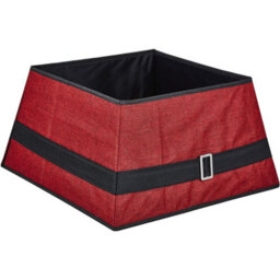 Red & Black Plaid Christmas Tree Skirt, Foldable Design, Durable Festive Tree Base - thumbnail 6