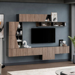Decorotika Cruz  Moduler Modern Tv Unit Wall Mount Customizable Layout Black Alina - thumbnail 3