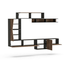 Decorotika Cruz  Moduler Modern Tv Unit Wall Mount Customizable Layout Black Alina - thumbnail 5