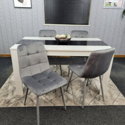 Kosy Koala Modern White And Black Dining Table Set With 4 Grey Velvet Chairs Dining Room Furniture - thumbnail 3
