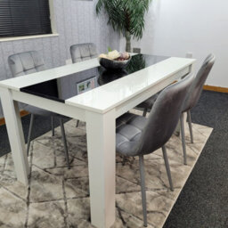 Kosy Koala Modern White And Black Dining Table Set With 4 Grey Velvet Chairs Dining Room Furniture - thumbnail 6