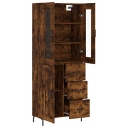 Berkfield Highboard Smoked Oak 69.5X34X180 Cm Engineered Wood - thumbnail 4