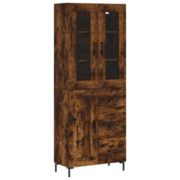 Berkfield Highboard Smoked Oak 69.5X34X180 Cm Engineered Wood - thumbnail 2