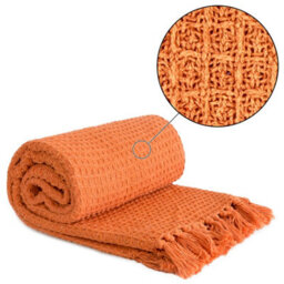 Emma Barclay Honeycomb 100% Recycled Cotton Throw, Burnt Orange - 229 X 254 Cm