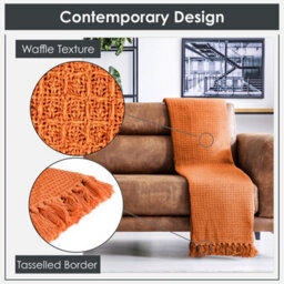 Emma Barclay Honeycomb 100% Recycled Cotton Throw, Burnt Orange - 229 X 254 Cm - thumbnail 3