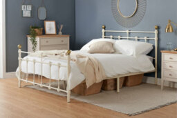 Save On Goods UK 4Ft Small Double Traditional,victorian Style Metal Tubular Steel Bed Frame Bedstead. Ivory Cream Gloss Finish