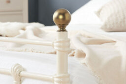 Save On Goods UK 4Ft Small Double Traditional,victorian Style Metal Tubular Steel Bed Frame Bedstead. Ivory Cream Gloss Finish - thumbnail 4