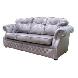 Chesterfield Handmade 3 Seater Sofa Old English Lead Leather In Era Style - thumbnail 5