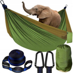 Portable 2 Person Double Camping Hammock Chair Bed Outdoor Hanging Swing Canvas - thumbnail 1