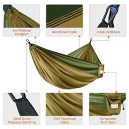 Portable 2 Person Double Camping Hammock Chair Bed Outdoor Hanging Swing Canvas - thumbnail 3