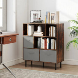Modern Freestanding Storage Organizer With Metal Legs Brown - thumbnail 4