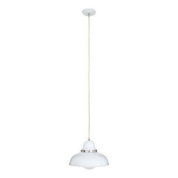 Orsina White Finish Pendant Light With Chrome Detail, Streamlined Hanging Lamp, Glossy Urban Ceiling Fixture - thumbnail 1