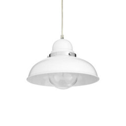 Orsina White Finish Pendant Light With Chrome Detail, Streamlined Hanging Lamp, Glossy Urban Ceiling Fixture - thumbnail 4