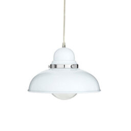 Orsina White Finish Pendant Light With Chrome Detail, Streamlined Hanging Lamp, Glossy Urban Ceiling Fixture - thumbnail 3