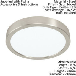 Satin Nickel 2 Pack Led Ceiling And Wall Light - 210mm Round Design With 3000K Warm White Glow - thumbnail 2