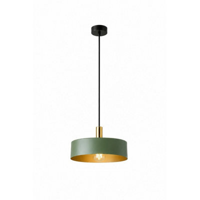 Luminosa Lighting Luminosa Haki Dome Pendant Ceiling Light Green, Gold 1X E27 - image 1