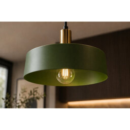 Luminosa Lighting Luminosa Haki Dome Pendant Ceiling Light Green, Gold 1X E27 - thumbnail 2