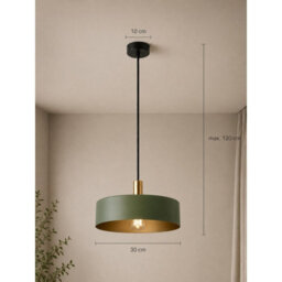 Luminosa Lighting Luminosa Haki Dome Pendant Ceiling Light Green, Gold 1X E27 - thumbnail 3