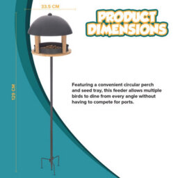 Petlicity Nordic House Bird Table Bird Feeder Garden Feeding Station Stand With Metal Roof And Wooden Base - thumbnail 7