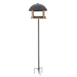 Petlicity Nordic House Bird Table Bird Feeder Garden Feeding Station Stand With Metal Roof And Wooden Base - thumbnail 4