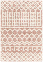Livabliss Urban Shaggy-Geometric Pink White Soft Plush Pile Living Bedroom Rug 130 X 170 Cm Easy Care, Non Shedding - thumbnail 2