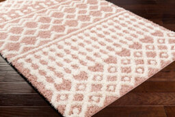 Livabliss Urban Shaggy-Geometric Pink White Soft Plush Pile Living Bedroom Rug 130 X 170 Cm Easy Care, Non Shedding - thumbnail 6