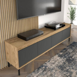 Arte Spacious Oak Golden & Basalt Tv Cabinet With Push-To-Open Doors W192Cm H56Cm D40Cm For Modern Entertainment Areas - thumbnail 6