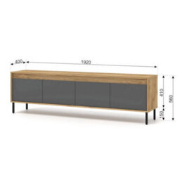 Arte Spacious Oak Golden & Basalt Tv Cabinet With Push-To-Open Doors W192Cm H56Cm D40Cm For Modern Entertainment Areas - thumbnail 3
